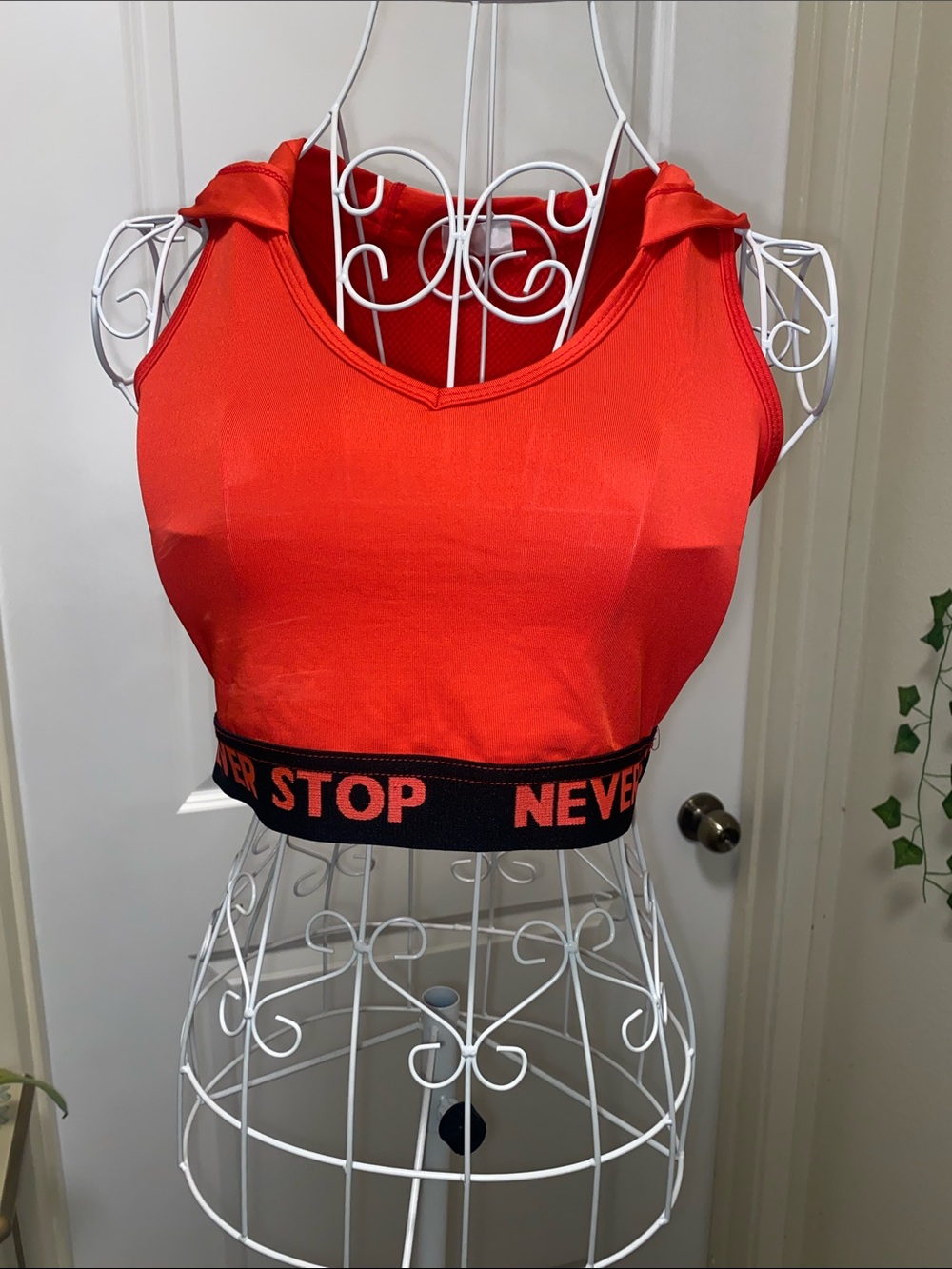 Red Sport Crop Top with Supportive Elastic Band